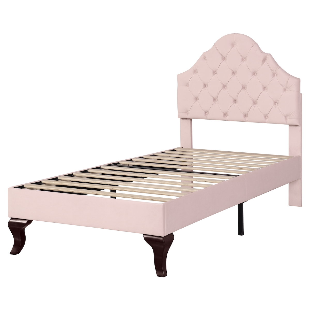 Polsterbett 90x200 cm aus Samt mit höhenverstellbarem Kopfteil – modernes Design und hohe Stabilität Pink Image