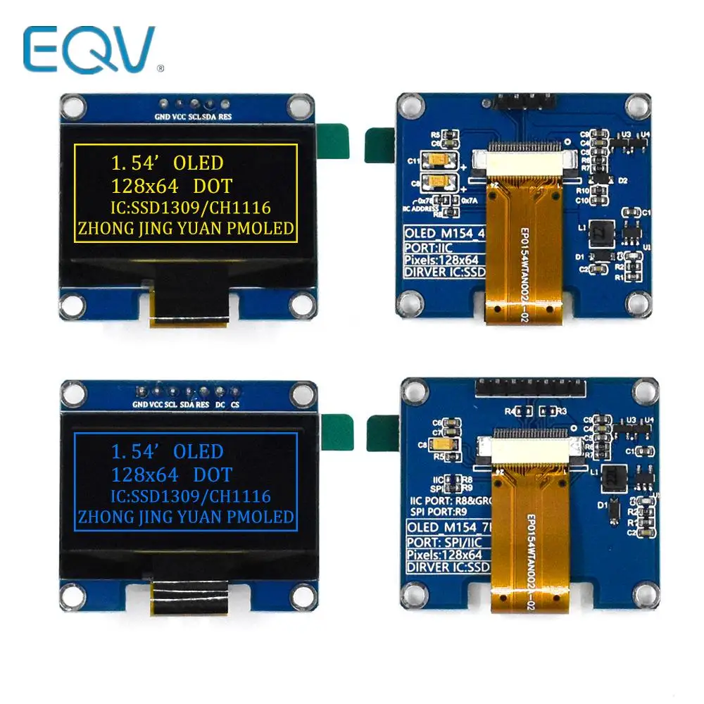 1,54 Zoll OLED Modul 1,54" 12864 Bildschirm LCD LED Display Modul 128*64 SSD1309 SPI/IIC I2C Schnittstelle für Arduino 4Pin 7Pin Image