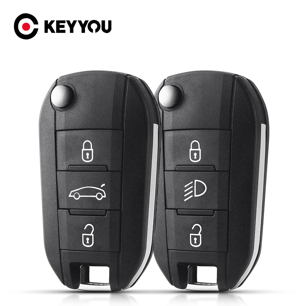 KEYYOU Fernbedienung Auto schlüssel Flip HU83 VA2 Für Peugeot 508 208 2008 308 3008 5008 Citroen C3 C4 C4L Elysee 3 tasten Auto Schlüssel Shell Image