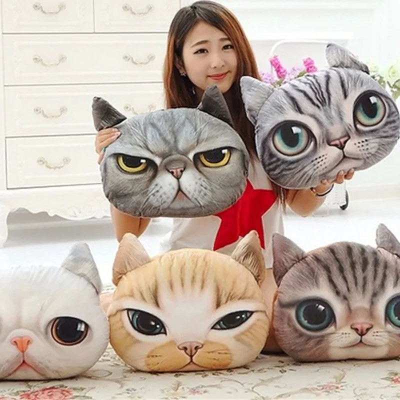 35 cm x 36 cm 3D Nette Katze Hund Kopf Kissen Kissen Hause Sofa Auto Sitzkissen Kreative Cartoon Katze nickerchen Kissen Kissen Geschenk