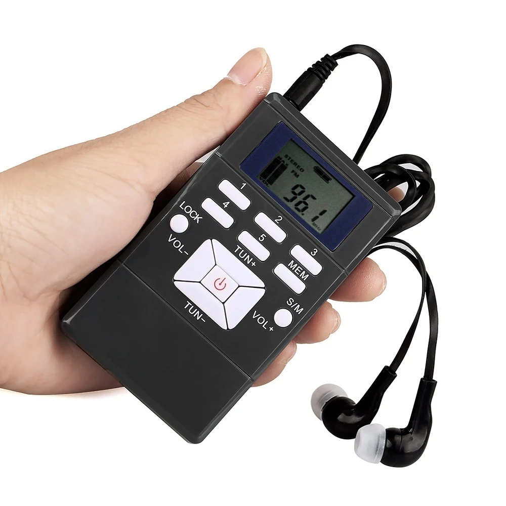 Tragbarer Mini-Stereo-FM-Radio-Digitaluhrempfänger für Meetings, gleichzeitige Interpretation, Clip-on-Radio mit Kopfhörer-Lanyard Image