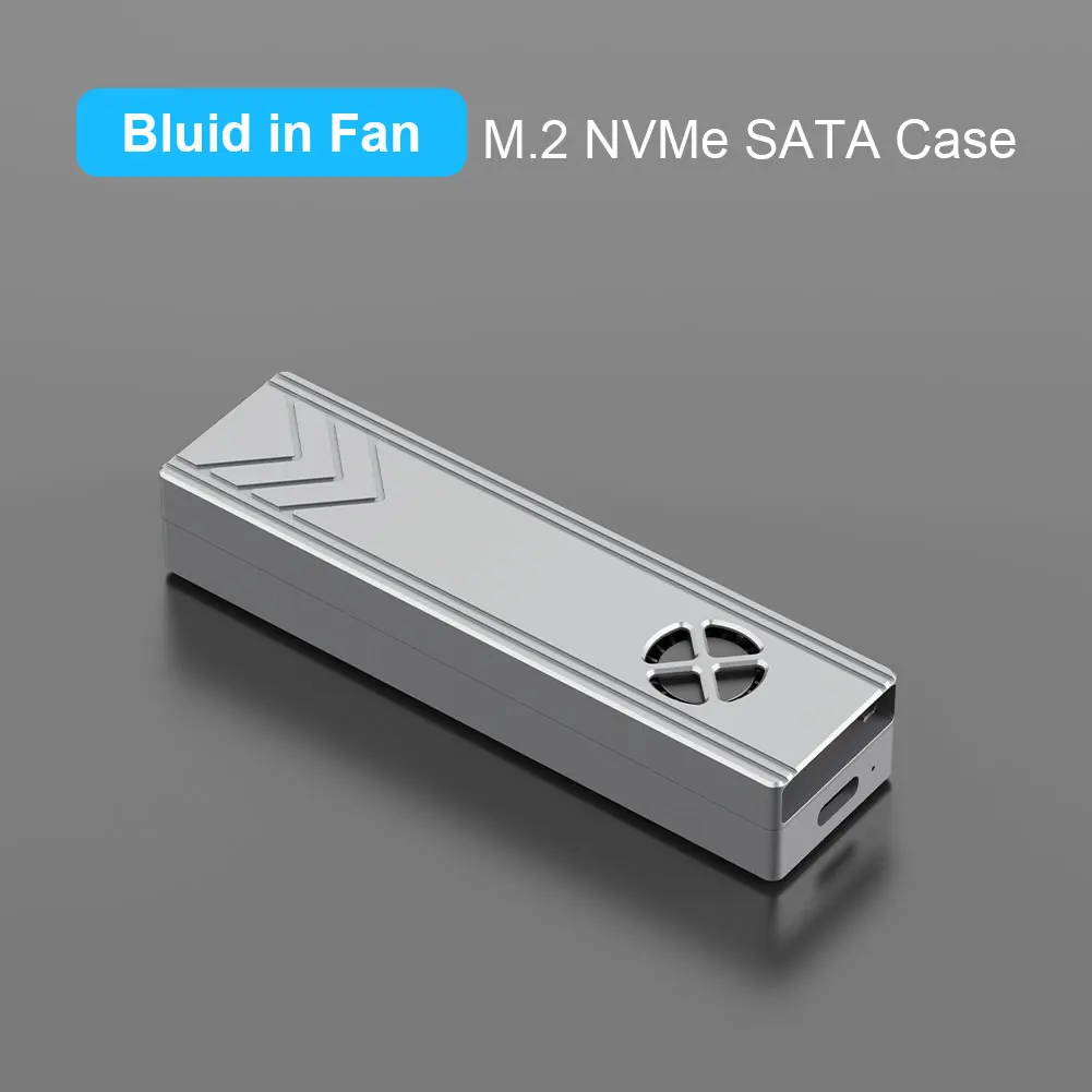 10 Gbit/s m.2 nvme ssd Gehäuse mit eingebautem Lüfter Typ c m2 ssd Gehäuse Doppel protokoll für m.2 m Schlüssel 2230 2242 2260 2280 Image