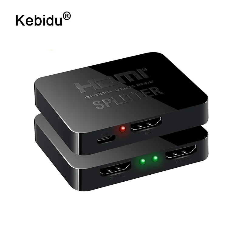 Kebidu 1 in 2 out 1080p 4K 1x2 HDCP Stripper 3D Splitter Power Signal Verstärker Audio video Distributor Für Projektoren Image