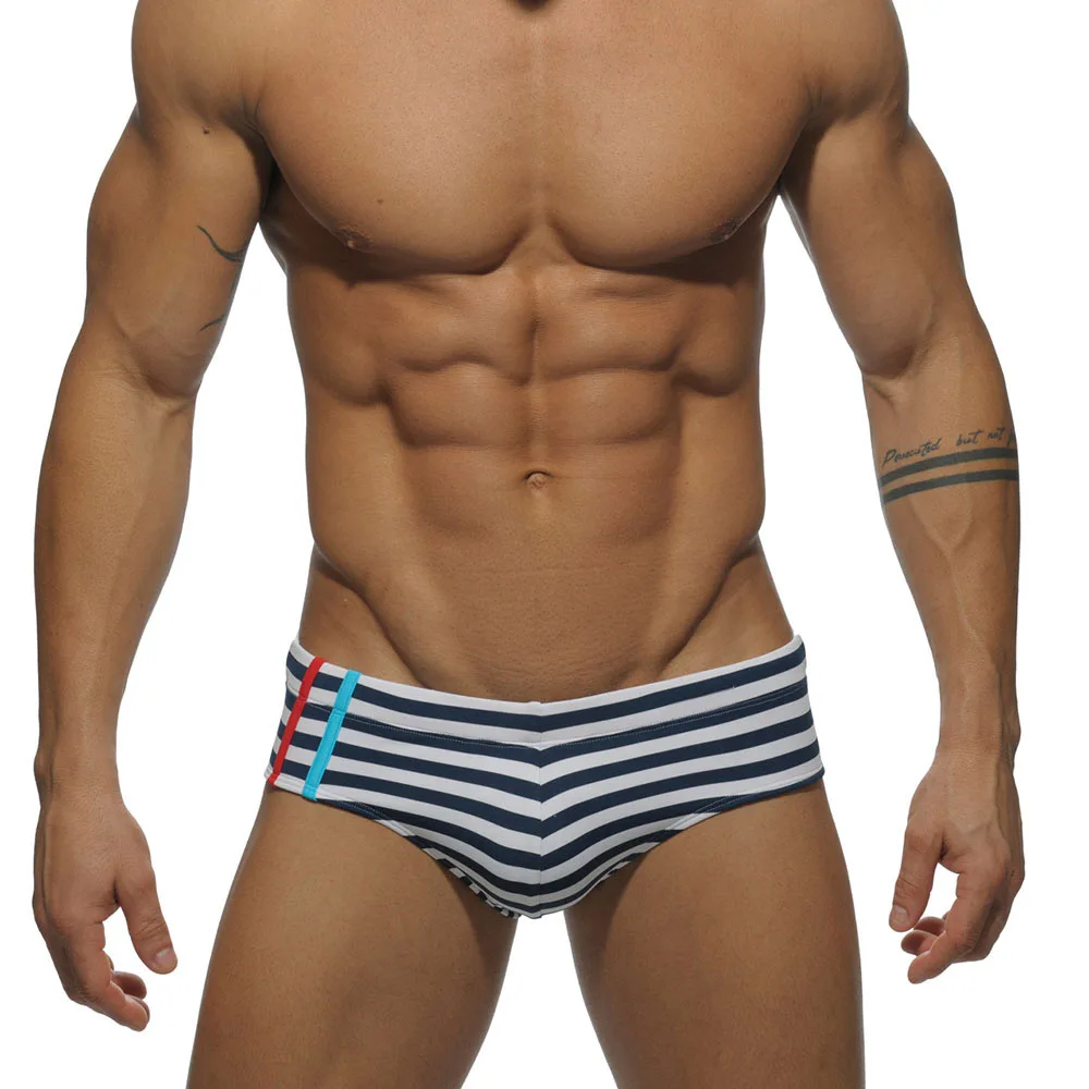 Superbody Marke Gestreifte sexy Badebekleidung Heißer Verkauf Badehose Herren Boxer Strandbadebekleidung bequeme glatte Badehose Image