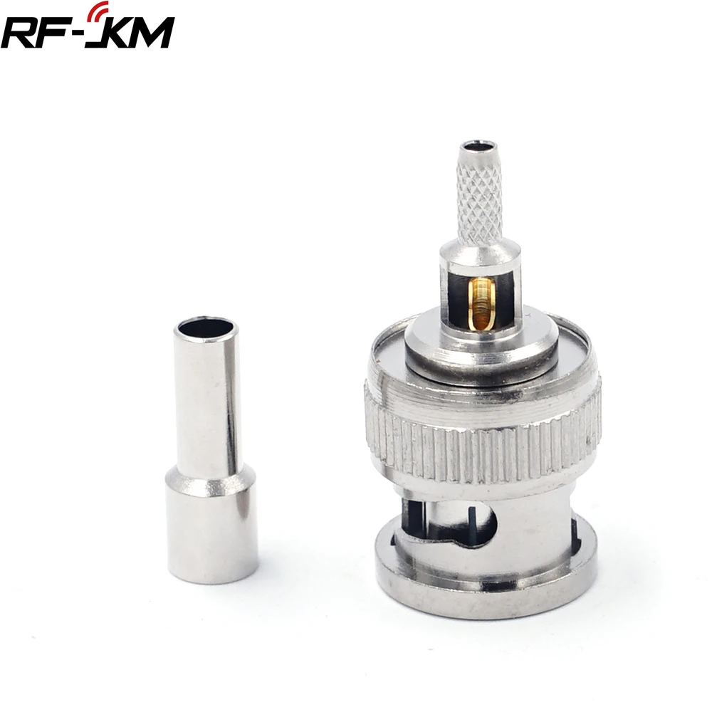 10PCS BNC Stecker RF Anschluss Crimp Vernickelt 50ohm 75ohm Für Kabel RG174 RG316 RG179 LMR100 Image