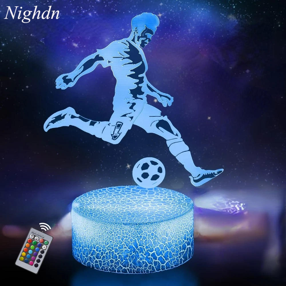 Nacht 3D Nachtlichter Fußball LED Illusion Lampe USB Fernbedienung Nachtlicht Schlafzimmer Dekor Geburtstag Weihnachtsgeschenke für Kinder Image