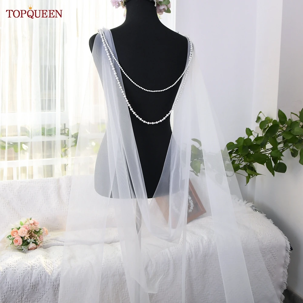 Top queen g33 elegante Hochzeit Umhänge Schleier Braut Wraps lange Zug Schals Umhang mit Perle Perlen weiß Elfenbein Hochzeit anpassbar