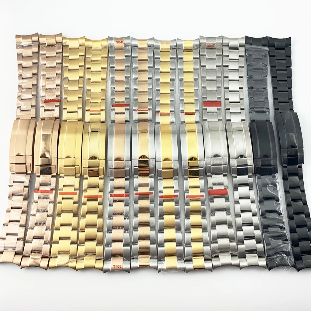 Goutent 20 mm Schiebeschloss-Uhrenarmband, Silber, Golden, Schwarz, Roségold, Pinsel/Polnisch, Edelstahl, Uhrenzubehör Image