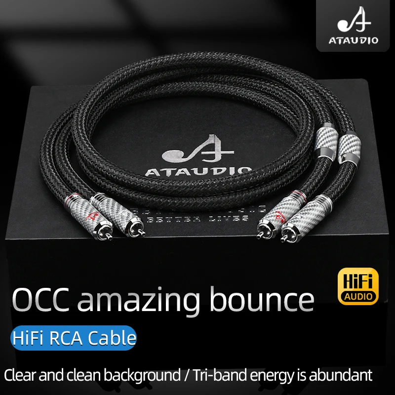 Ataudio hifi rca audio kabel hochwertige kohle faser rhodiniert 2rca stecker für lautsprecher mixer cd Image