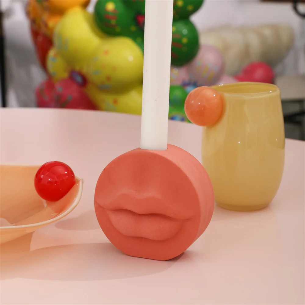 Sexy Lippen Silikon Kerzenhalter Form Zement Konus Kerzenhalter Form handgemachte Jesmonite Form Wohnkultur Werkzeuge Image