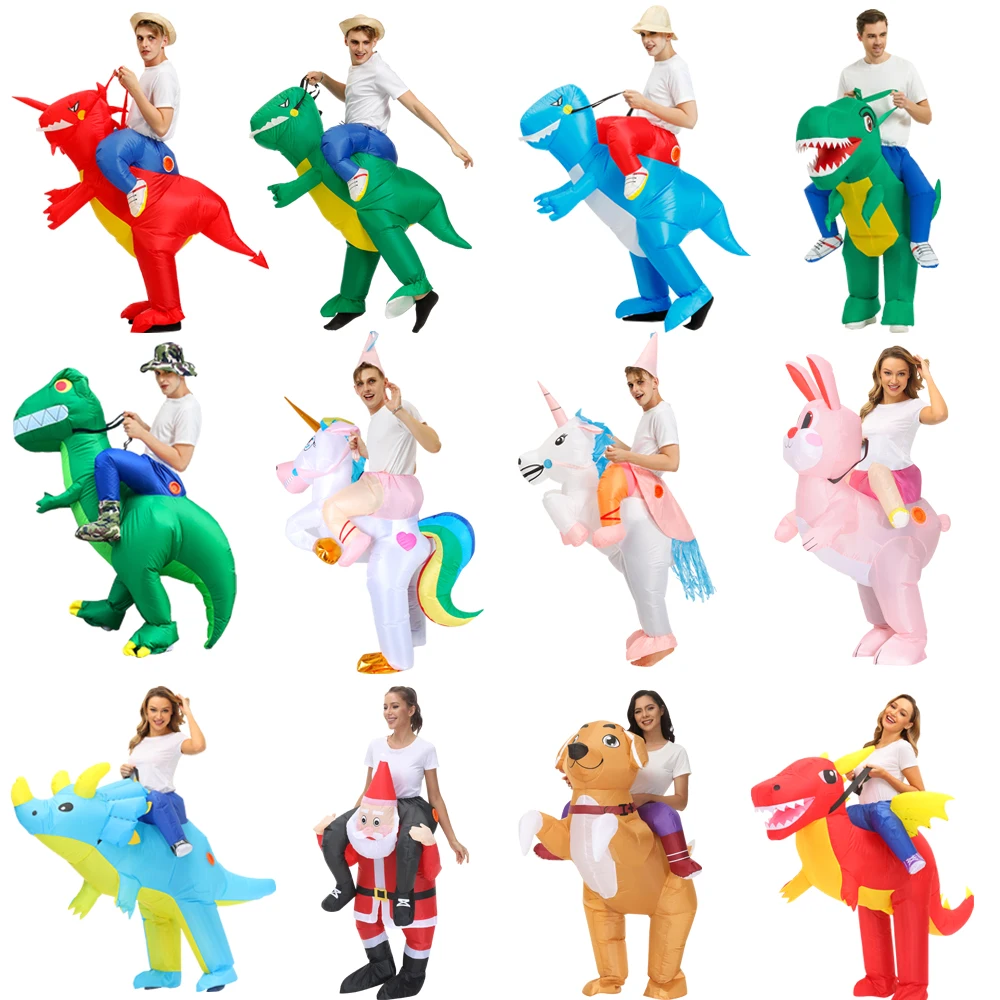 Erwachsene Kinder Chase Spiel Geburtstag Party Cosplay Cartoon Tier Osterhase Dinosaurier Flugsaurier Tyrannosaurus Rex Aufblasbares Kostüm Image