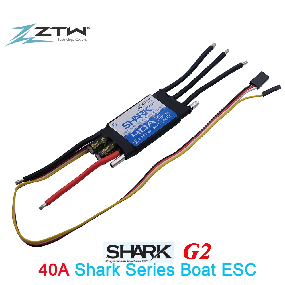 ZTW Shark 40A G2 BEC Wasserdichter bürstenloser programmierbarer Regler für Boot mit Wasserkühlung Image