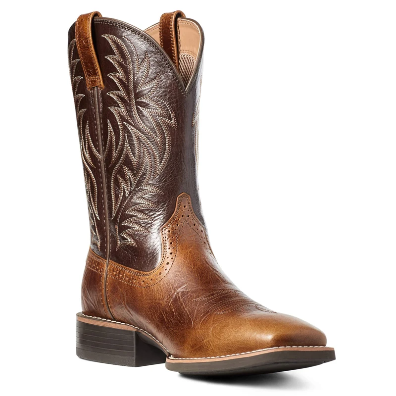 2026 männer Western Cowboy Stiefel Stickerei Retro Mid-Kalb Stiefel Herbst Winter Schuhe Männlichen Outdoor Stiefel Western Schuhe plus Größe 48