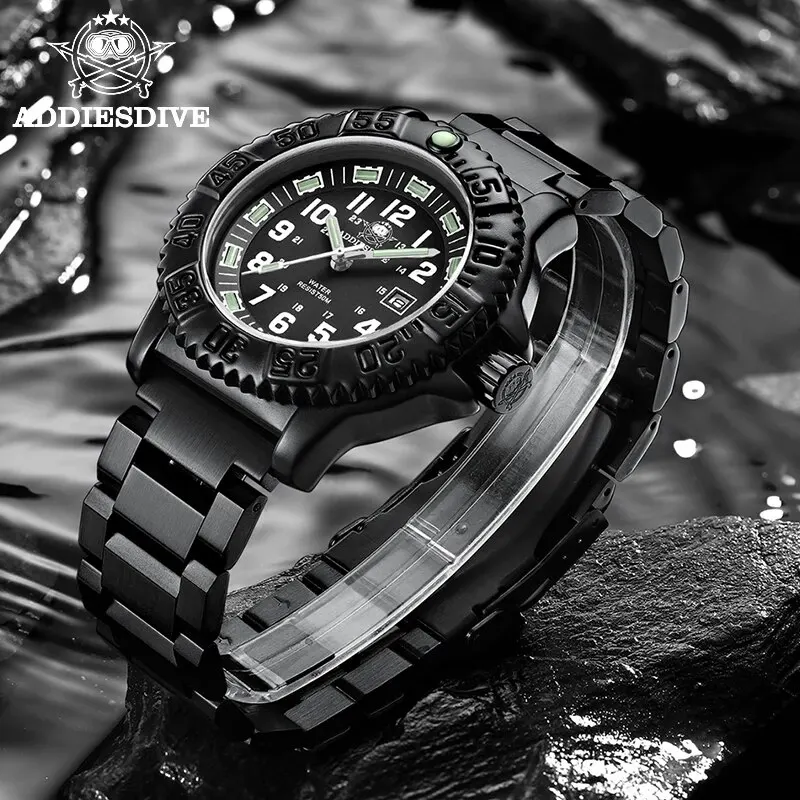 Addi sdive 2023 Herren Sport uhr Militärsport Luxus rotierende Lünette Leucht uhr Nylon armband 50m wasserdichte Quarzuhr Image