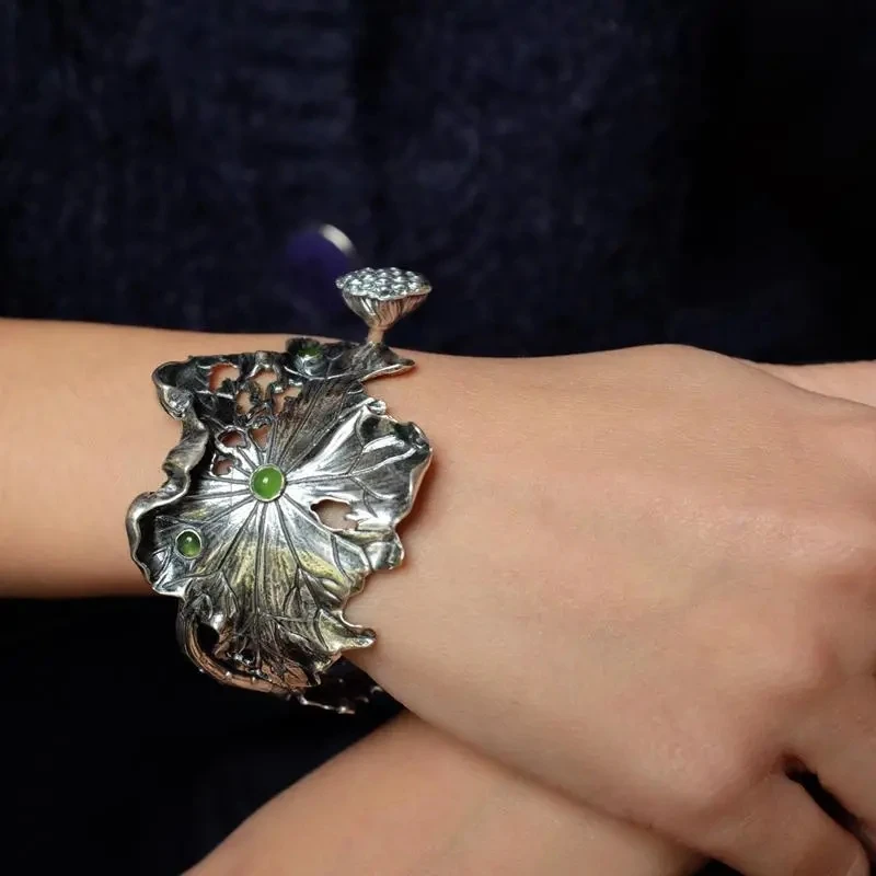 Alte Gold Handwerks kunst Lotus vines bracelet für Frauen aushöhlen exquisite Persönlichkeit ethnischen Stil Charme Silbers chmuck