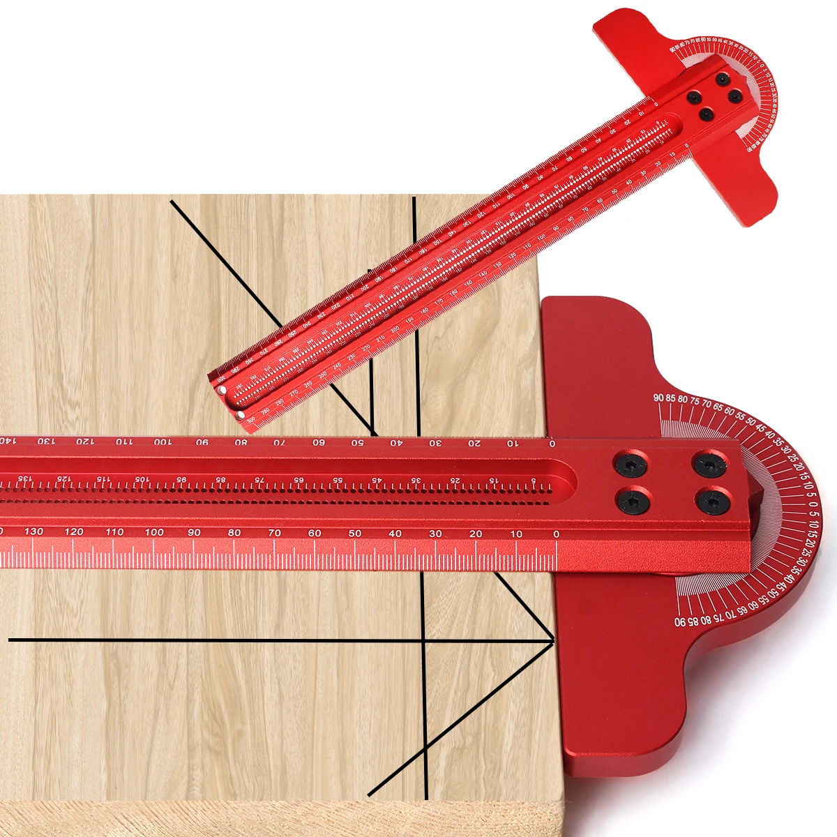 Holzbearbeitung Rand Winkel Lineal 300/500mm Hause Dekoration Lineal Einstellbare Multi Winkel Anreißen Lineal Markierung Gauge Mess Werkzeug Image