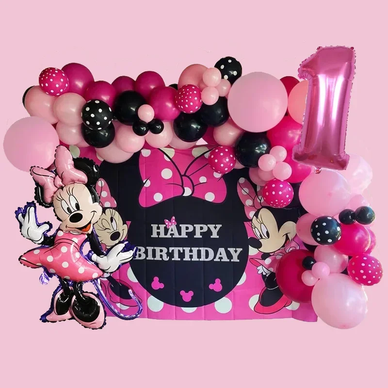 1Set Minnie Maus Ballon Bogen Girlande Kit Hintergrund Latex Luft Globos Geburtstag Party Dekoration Hochzeit Taufe Ball Liefert Image