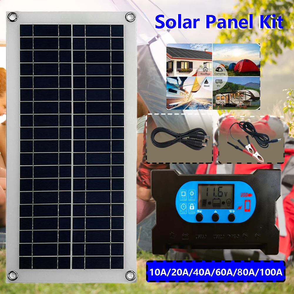 Solar panel Kit flexibles Solar panel Dual USB mit 10a-100a Controller Auto Yacht RV Marine Solar kraftwerk Generator