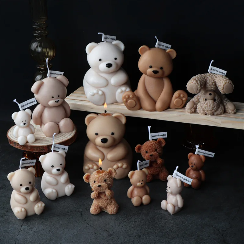 3D Cartoon Bär Kerze Silikonform schöne Bär Schokolade Kuchen Silikon Handwerk Kerze machen liefert Geschenk Home Dekoration Image