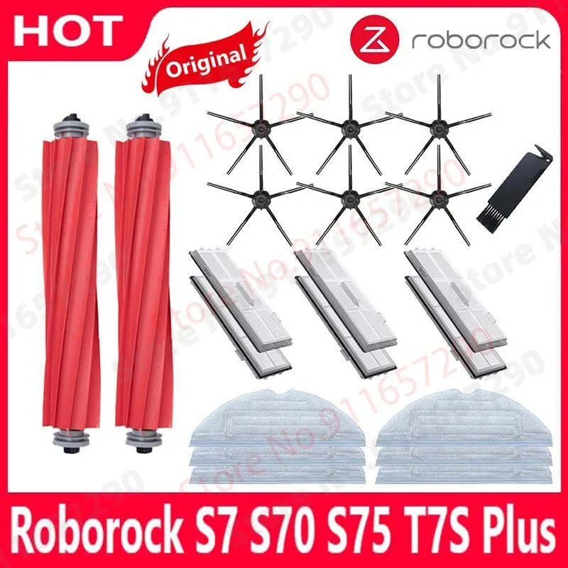 Roborock S7 S70 S7Max T7S T7S Plus Hauptseitenbürste Mops Tücher HEPA-Filter Kit Roboter-Staubsauger-Zubehör Image
