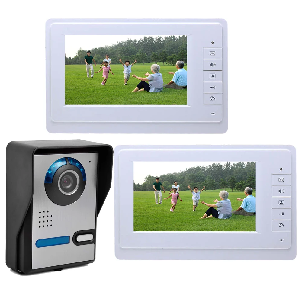 Yobang Security Home Security 7''Zoll Monitor Wired Video Tür Telefon Türklingel Eintrag Intercom System 1 ~ 2 Monitor + 1 Kamera Kit Image