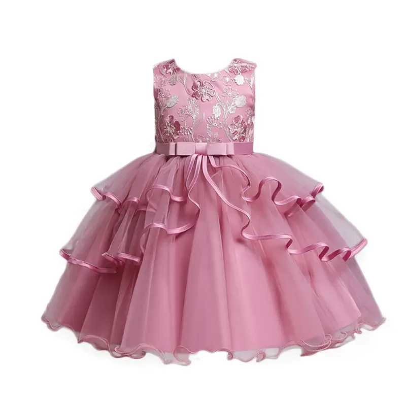Mode Prom Blume Mädchen Kleider Sommer Kinder Kleider für Mädchen Spitze Ärmellose Kinder Mädchen Party Kleid 2-10 Jahre Image