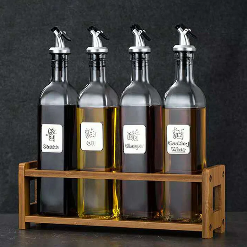 Öl Gewürz Flasche Gewürz Rack Spender Sauce Flasche Essig Flasche Dicht Olivenöl Flasche Glas Küche Kanister Set Image