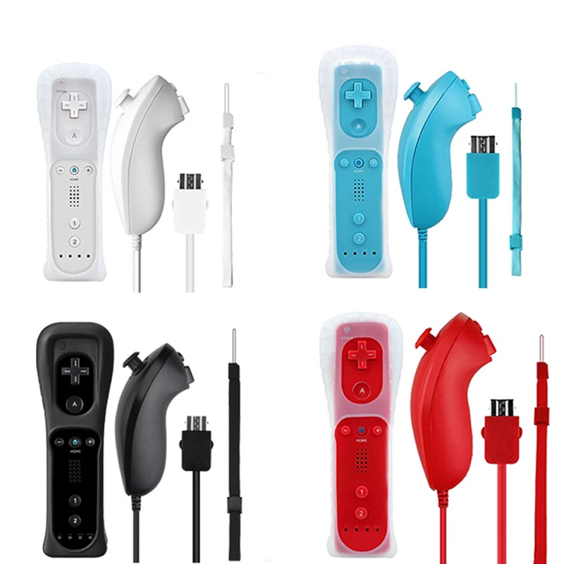 Wireless Gamepad Fernbedienung + Nunchuck 2 in 1 für Nintend Wii Controller Joystick Silikonhülle Image