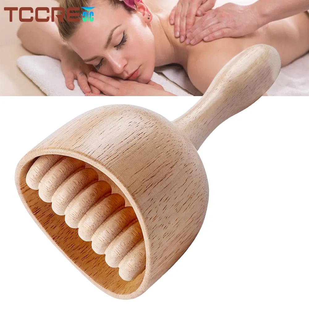 Handheld Holz schwedische Tasse mit Roller Holz Therapie Massage becher Lymph drainage Massage gerät Körperform ungs werkzeug, Anti-Cellulite Image