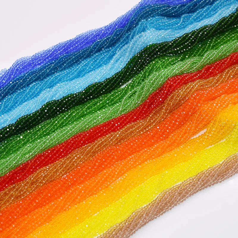 Neue 2 3 4 6mm Transparente Farbe Kristall Glas Perlen Facettierte Samen Lose Spacer Perlen Für Schmuck Machen DIY Kristall Halskette Image