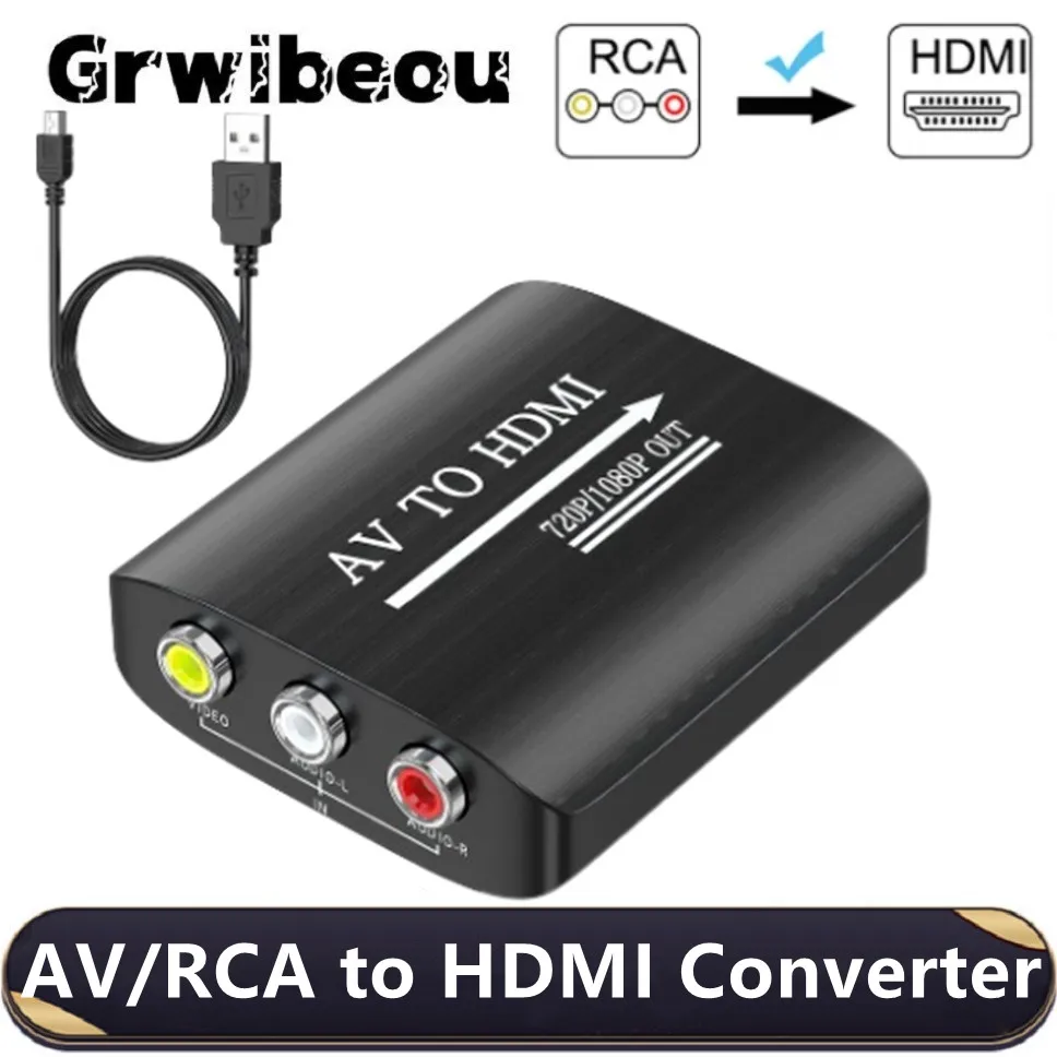 HD 1080P AV zu HDMI RCA zu HDMI Verbund Adapter Konverter mit USB Kabel CVBS AV Adapter für N64 Wii PS1/2/3 Xbox One SNES usw Image