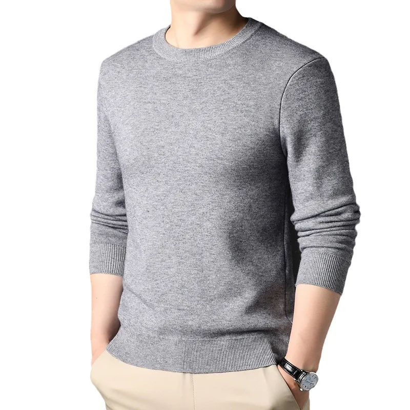 Frühling Und Herbst männer Pullover Einfarbig Dünnen Pullover Männer Einfache Stil Oansatz Dünne Männliche Kleidung Unterwäsche Image