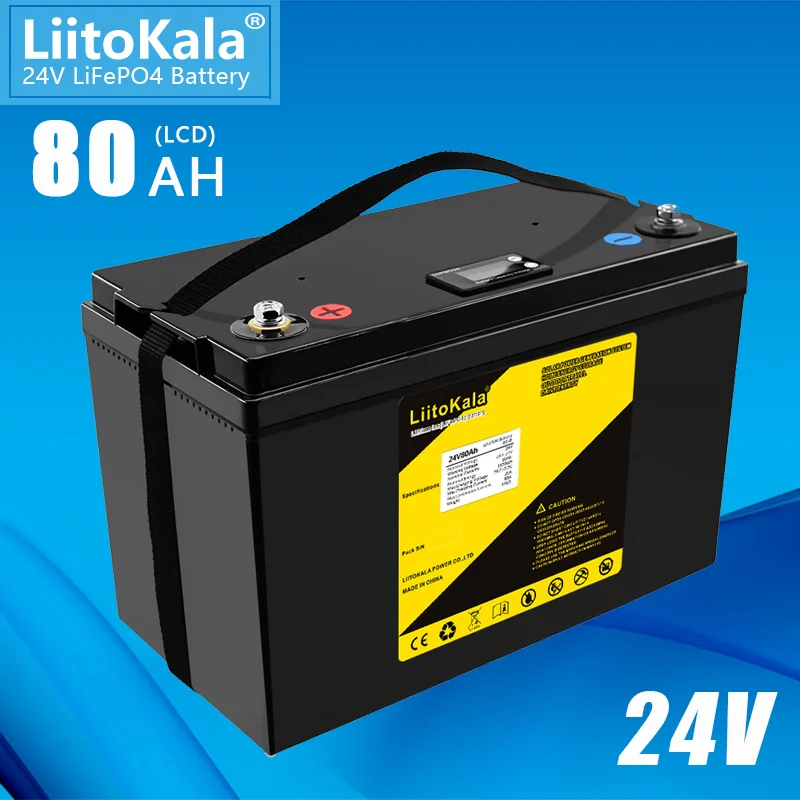 LiitoKala 24V 80Ah Lifepo4 batterie lithium-mit 100A BMS für inverter solar panel roller backup power boot licht 29,2 V 10A Image
