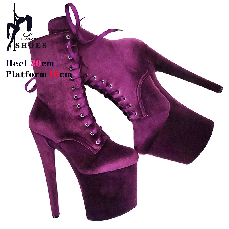 Stiefeletten für Frauen 20cm extreme High Heels Plattform runde Zehen Reiß verschluss Party Club Schuhe Herde Farbe Stiletto Stiefel großen Schuh