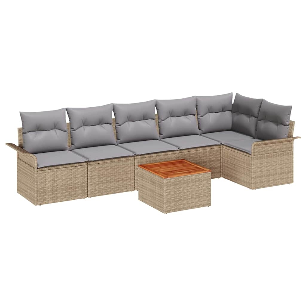 vidaXL Garten-Sofa-Set 7 pcs Beige Poly Rattan Image