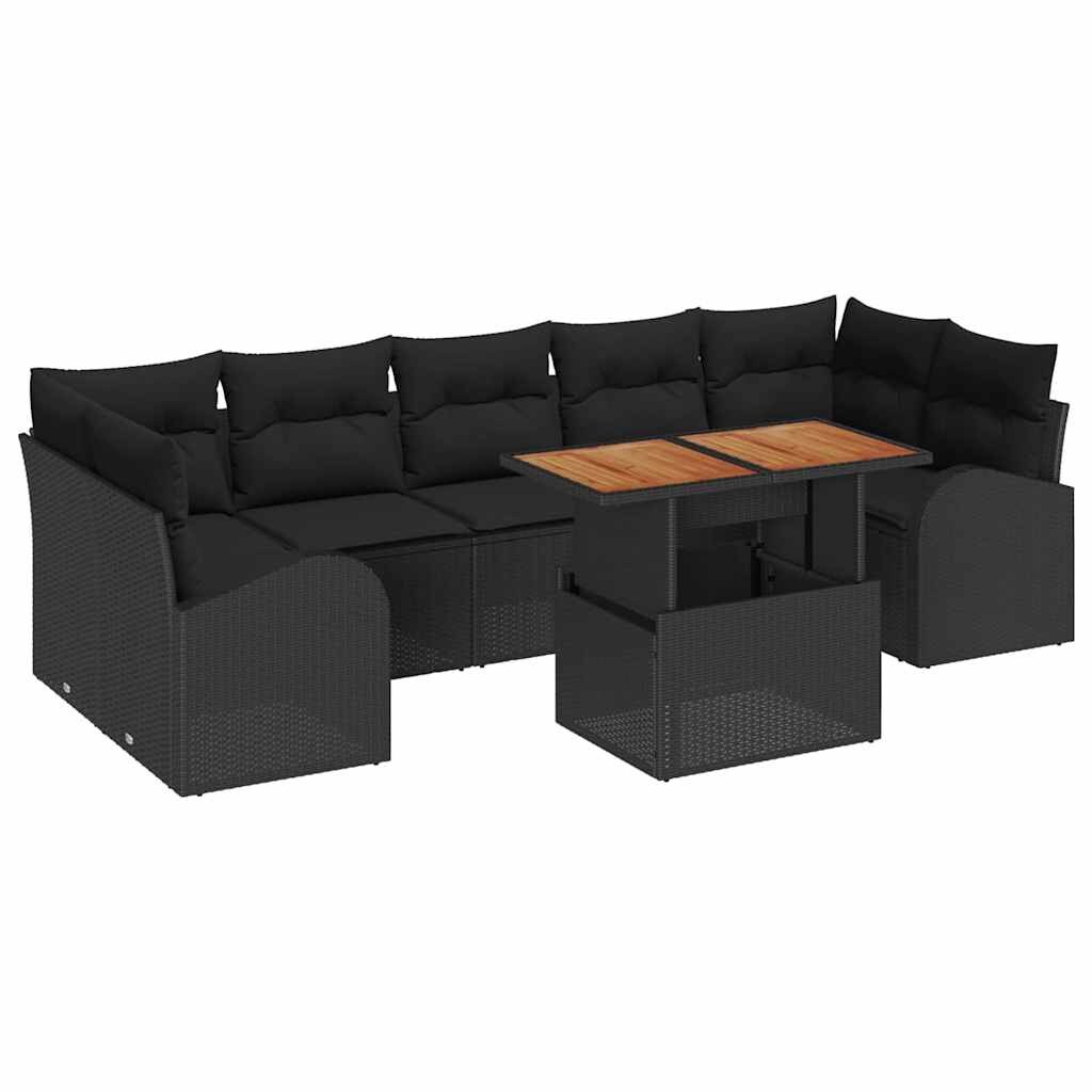 vidaXL Garten-Sofa-Set mit Kissen 8 pcs Schwarz Image