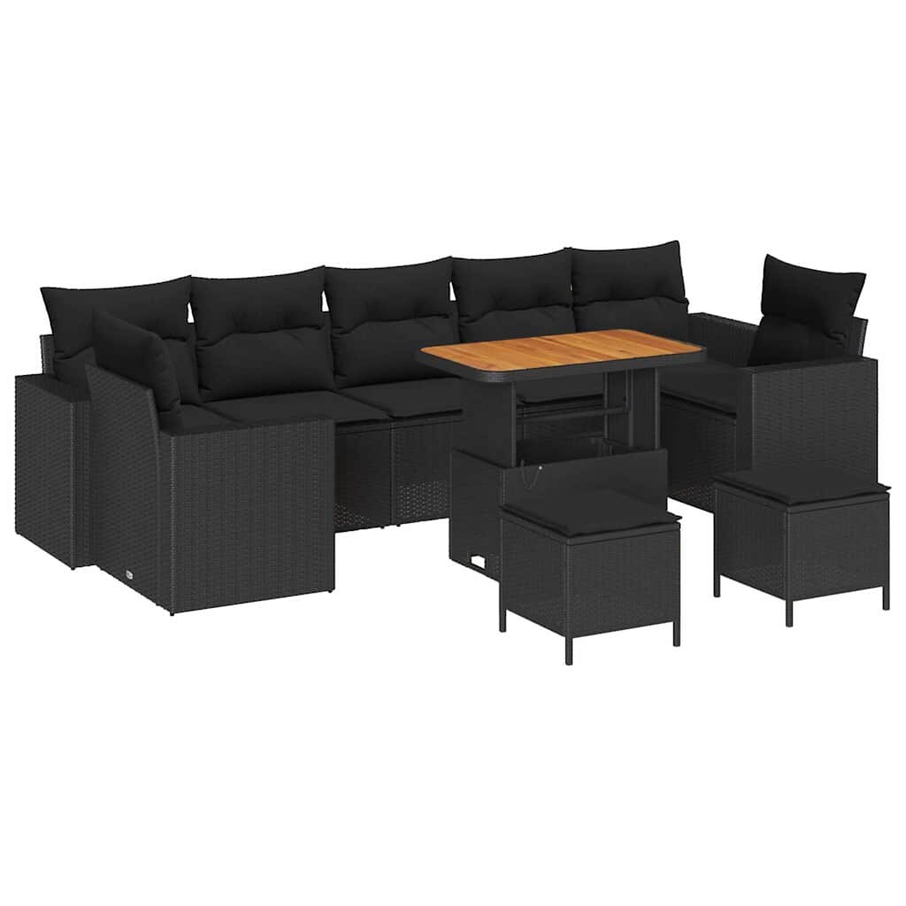vidaXL Garten-Sofa-Set 10 pcs Schwarz Poly-Rattan Image