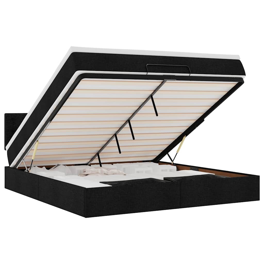 vidaXL Ottoman-Bett mit Matratze Schwarz 180x200 cm Stoff Image