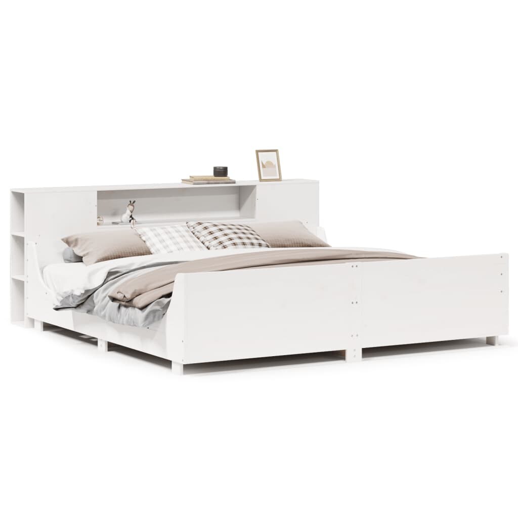 vidaXL Massivholzbett ohne Matratze Weiß 200x200 cm Kiefernholz Image