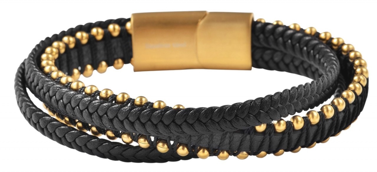 Edelstahlarmband ADELIA´S "Neuheit 2025 - Unisex Armband aus Edelstahl" Gr. 21, schwarz gold, Armbänder, Damen, 21, Edelstahl, Edelstahlarmband