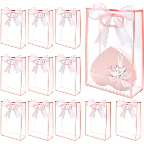 Confezione da 12 sacchetti regalo per San Valentino: sacchetti trasparenti con finestra, perfetti per regali di lavoro, compleanni, Capodanno, San Valentino, festa della mamma, laurea, matrimonio e