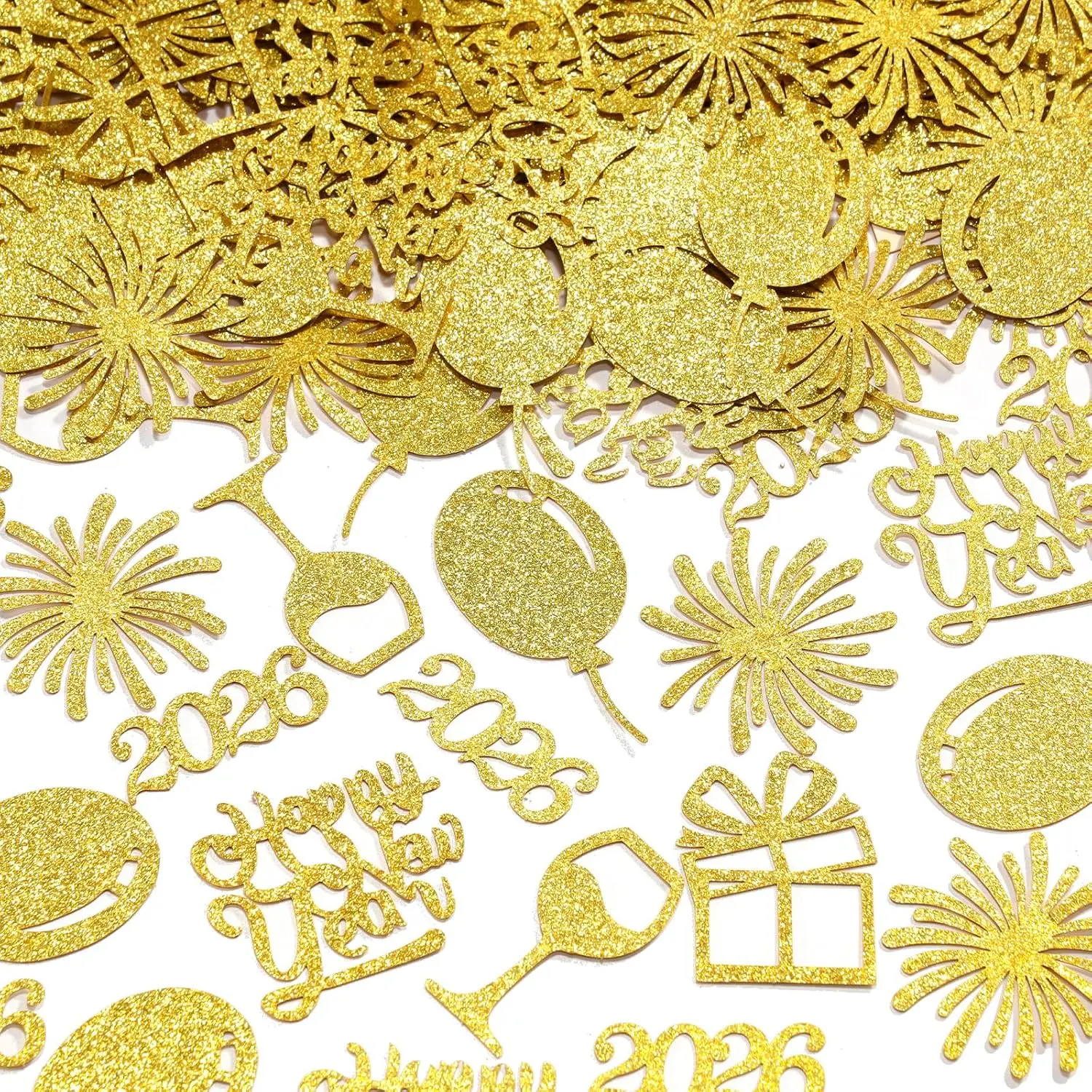 100 Stück 2026 Neujahr Konfetti Glitzer Gold Silvester Party Dekorationen Urlaub Geschenk Karte Verzierung Image