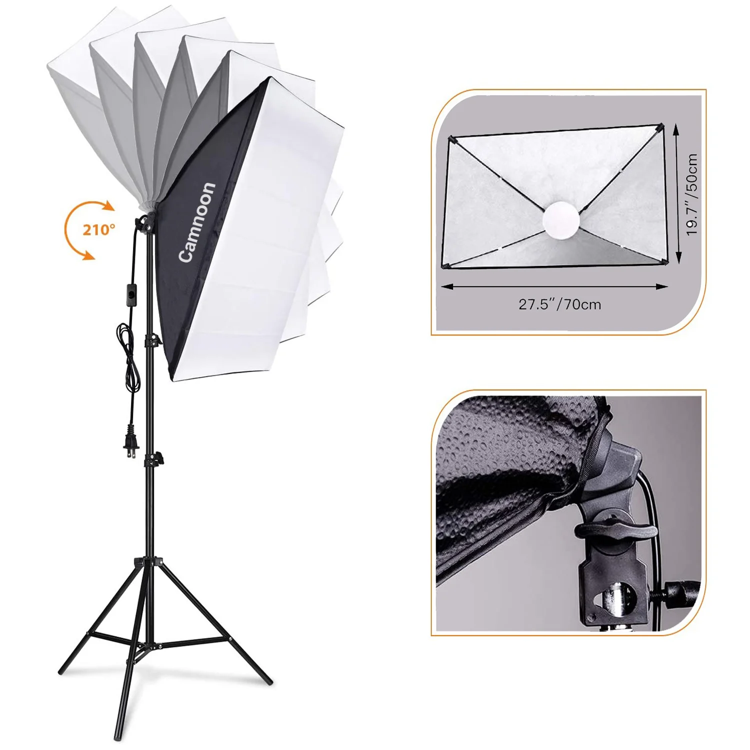 Camnoon Studio Fotografie-Lichtset Softbox-Beleuchtungsset mit 85 W 3000 K-6000 K zweifarbigem Temperatur-LED-Licht * 1 + 50 x 70 cm weich Image