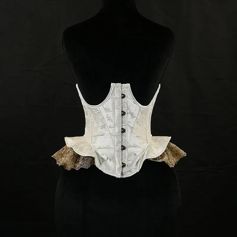 Weiß Schwarz Unterbrust Korsett Sexy Frauen Spitze Gürtel Gothic Vintage Geprägte Taille Trainer Abnehmen Bustiers Lace-up Shaperwear Image