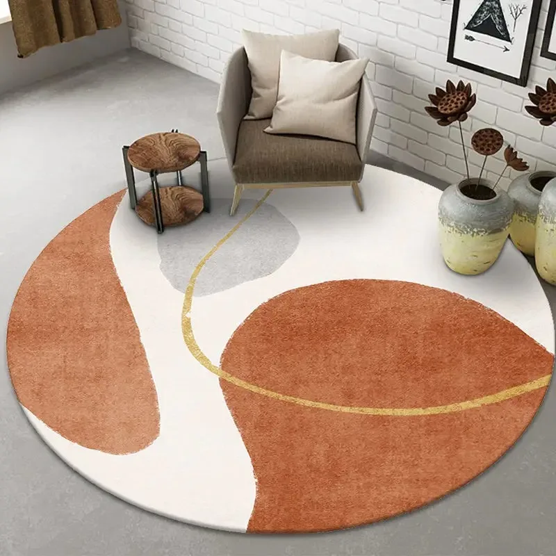 Moderner, minimalistischer, luxuriöser, runder, rutschfester Teppich für Wohnzimmer, Sofa, Couchtisch, Dekoration, Schlafzimmerteppich, rutschfeste Badezimmermatte Image