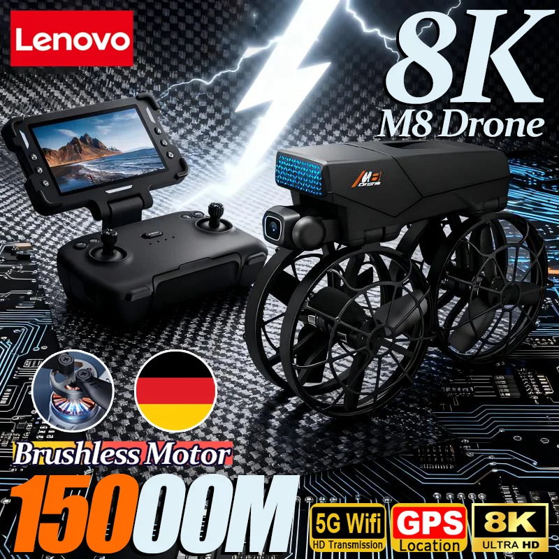 Lenovo M8 Drohne 8K Luftaufnahme HD Doppelkamera Intelligente Hindernisvermeidung Bürstenloser Motor 5G WLAN GPS Bildschirmsteuerung RC-Drohne Image