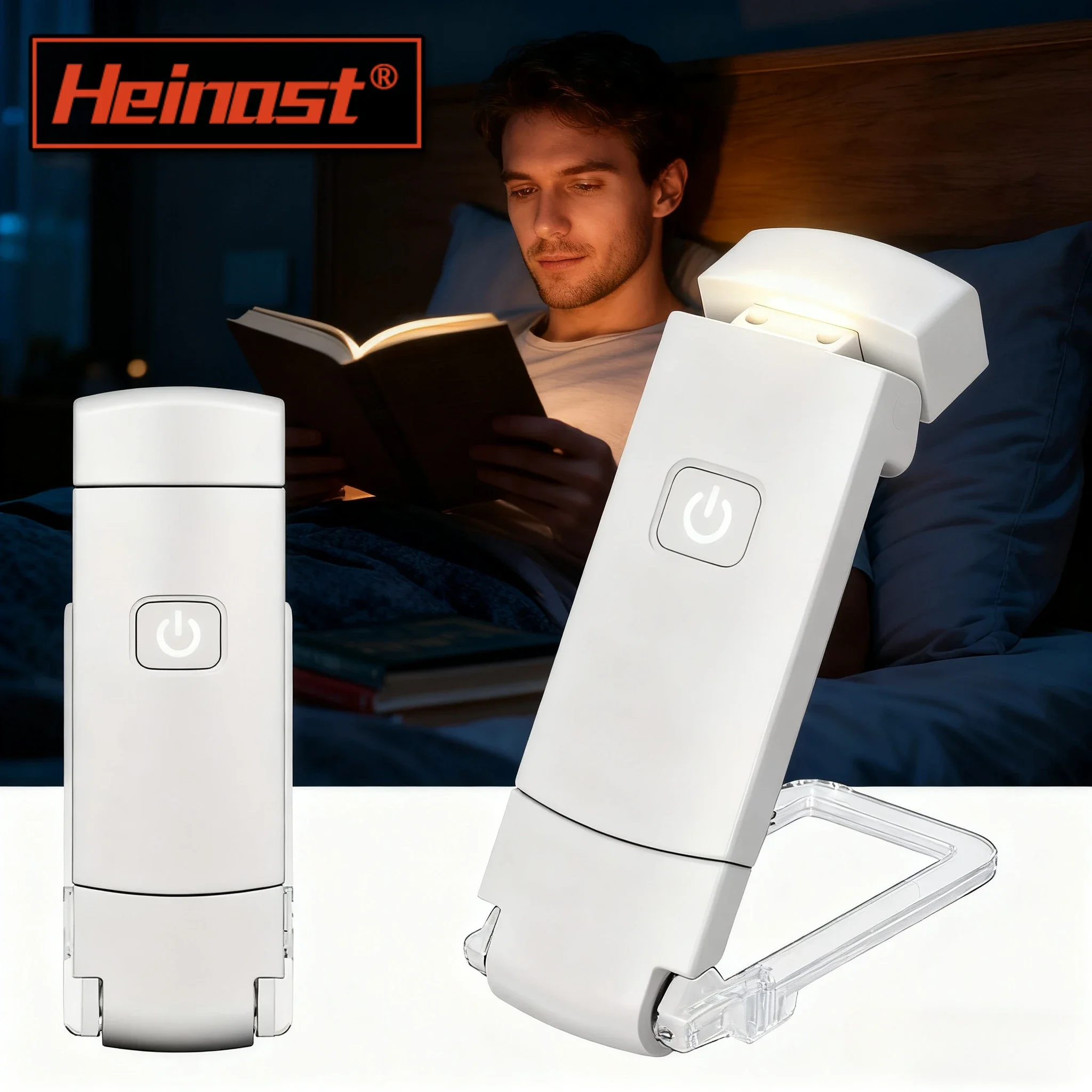 USB wiederaufladbare Buchleuchte, 3-stufige dimmbare Augenpflege-Leselampe, aufsteckbare Nachttischleuchte für Kinder, Studenten, die im Bett lesen Image