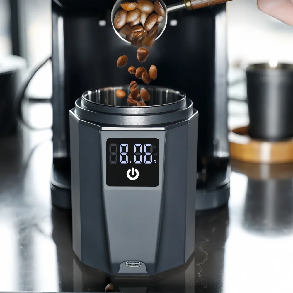 2in1 Kaffeepulverbecher, elektronische Waage, hochpräzise 304-Edelstahl-Liner, LCD-Bildschirm, Typ C, Aufladung, g/oz/ml, Kaffeewerkzeug Image