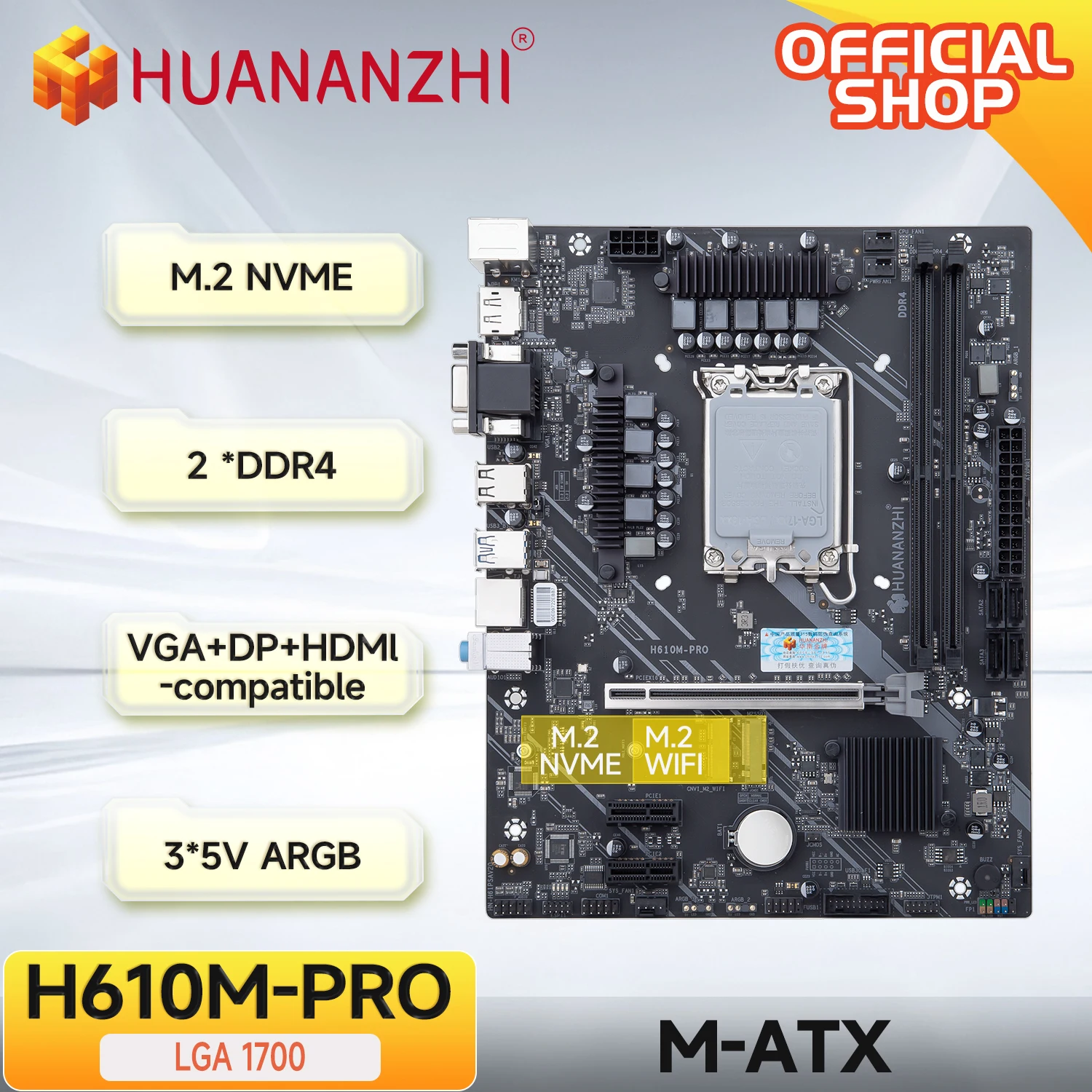 HUANANZHI H610M pro M-ATX DDR4 Motherboard Intel LGA 1700 CPU unterstützt 12. 13. Generation Image