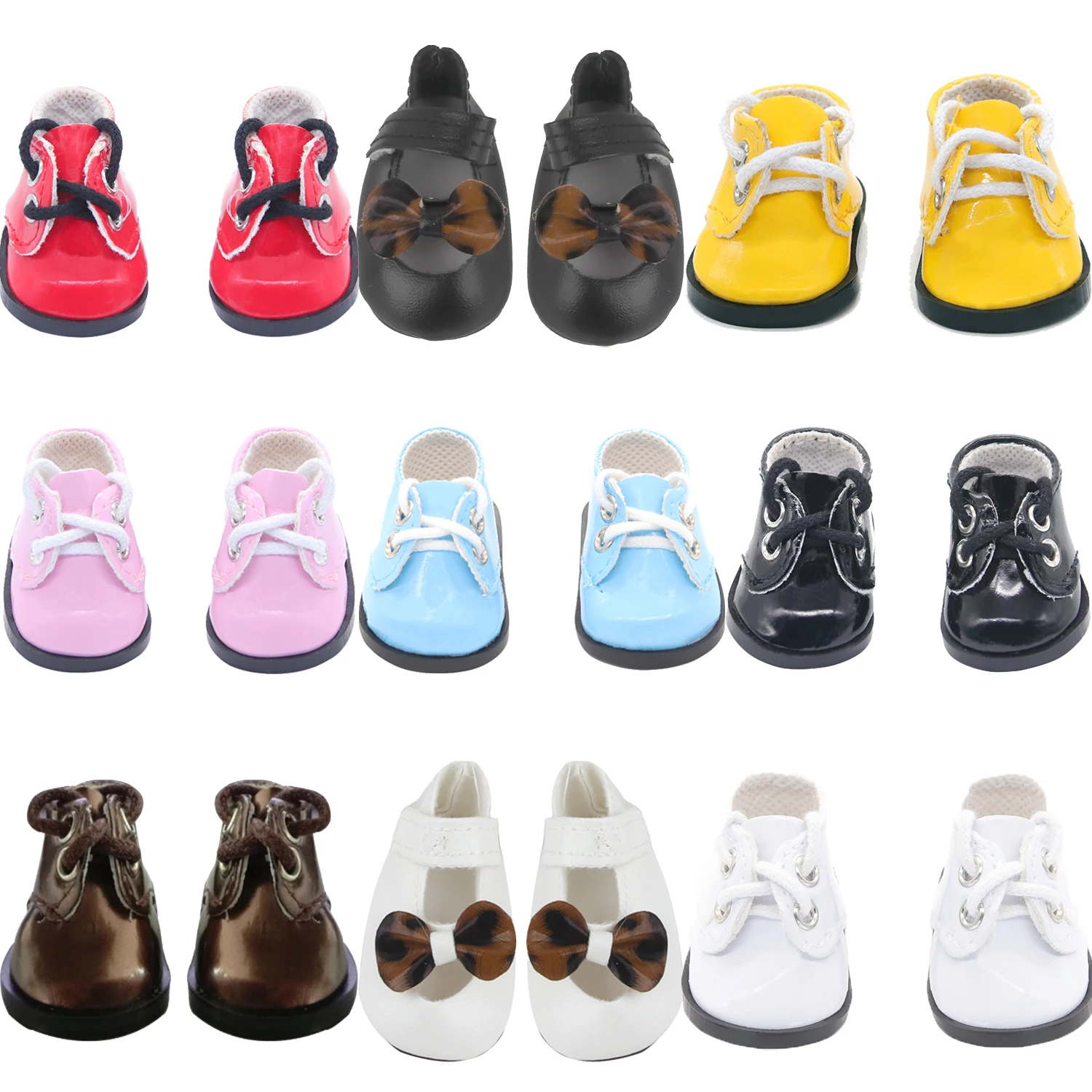 5.5 chaussures de poupée en PU chaussures mignonnes à nœud papillon pour poupées American & OG fille de 14 pouces chaussure brillante pour 30-35 Nancy Lisa Paola Reina poupée en coton